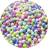 LIMAOLLY 800 Pieces 6mm Acrylic Round Pastel Beads Candy Color Frosted Plastic Spacer Beads for Jewelry Making Earring Bracelet Necklace Home Decoration