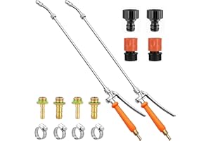 VANPET Metal Sprayer Wand Compatible with CHAPIN,1/4" & 3/8" Brass Barbs Sprayer Wand Replacement, Stainless Steel Sprayer Wand with Shut off Valve & 2 Hose Clamps (2 PCS)