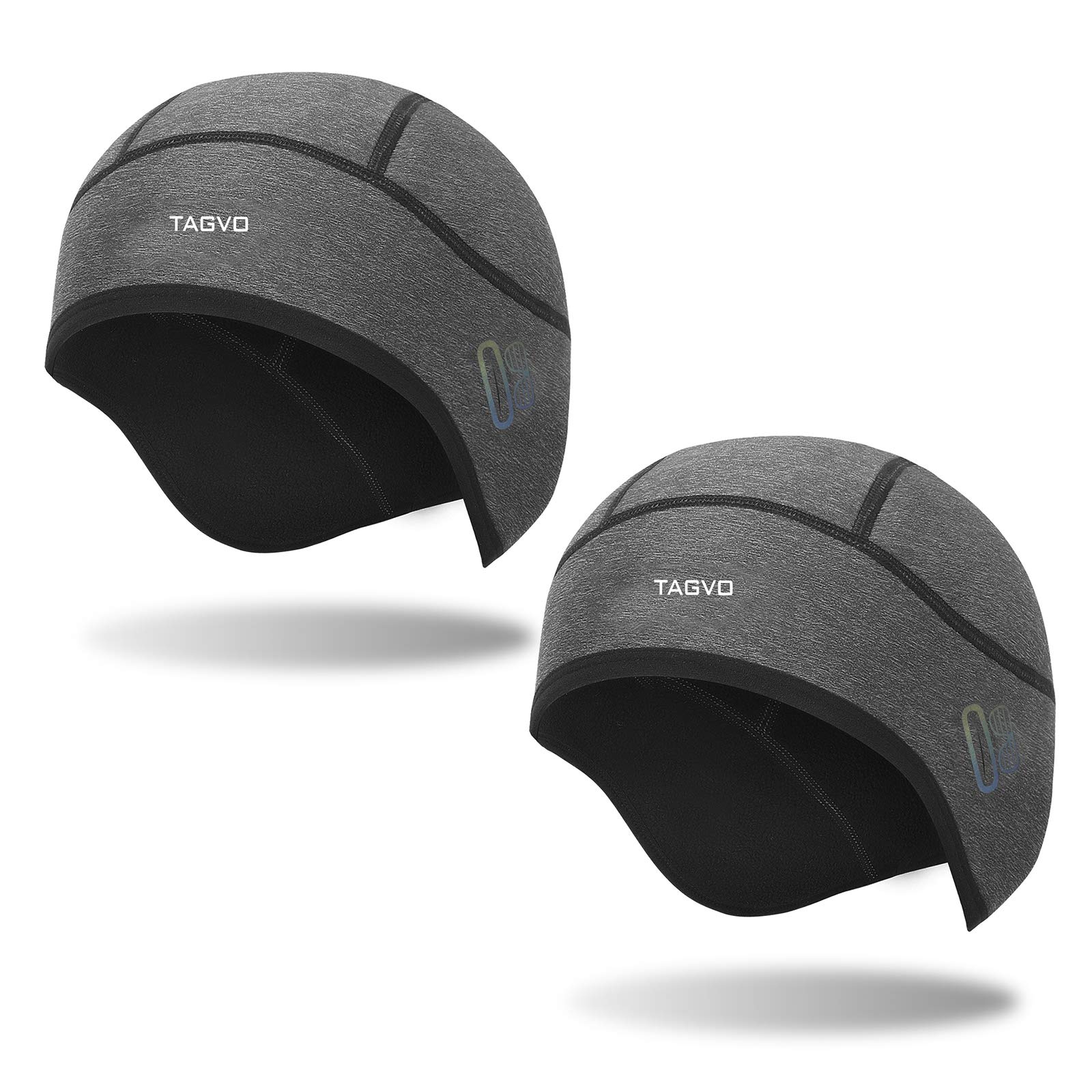 TAGVO 2 PCS Thermal Skull Cap,Windproof Cycling Hat,Warm Helmet Liner With Glasses Hole,Winter Sports Beanie Cap With Ear Cover,Hard Hat Liner Fit For Wen＆Women-One Size