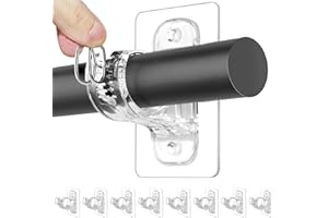 ANTIMBEE 8 Pack No Drill Adhesive Curtain Rod Brackets, No Wall Damage Rod Holders, Sticky Curtain Rods Hooks, Nail Free Adjustable Curtain Hanger for Wall, Decor Living Room, Bedroom, Bathroom, Kitchen