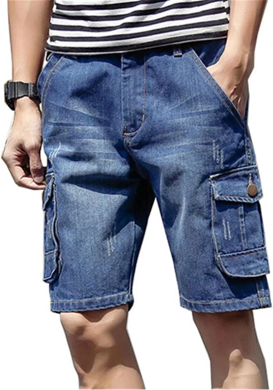 DigerLa Men's Summer Denim Shorts Cargo Jeans