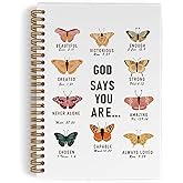 QLMX Christian Butterfly Spiral Notebook, God Says You Are Beautiful Journal Notebook, Bible Inspirational Notebooks for School, Christian Office Supplies Gifts for Women Christian, 5.5x8.3Ines