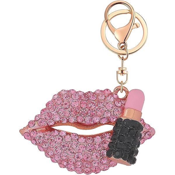 Rhinestone Lips Keyring Chapstick Holder Keychain QDDollars