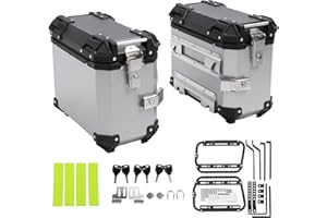 35L Motorcycle Side Case Hard Saddlebag Box Safety Lock for Riding Gear Helmet (Silver)