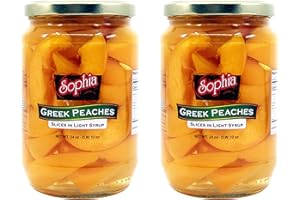 Sophia Greek Peach Slices 24oz (2-pack) | Canned Yellow Peach Slices from Greece in Light Syrup | Fresh Sliced Peaches for Fruit Salad, Pie, & Pantry Staples | Authentic Greek Canned Fruit