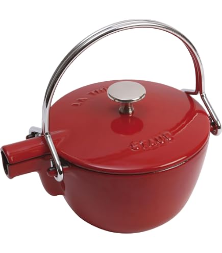 STAUB 1.25L Cast Iron Tea Pot with Stainless Steel Handle