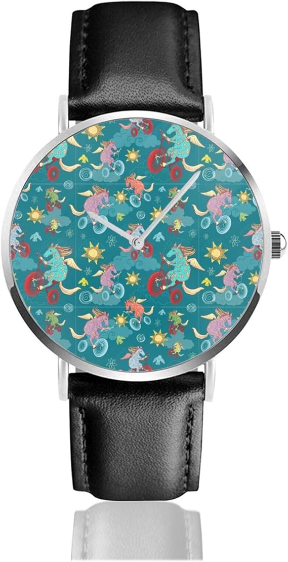 Amazon 腕時計 面白い ユニコーン 漫画 ベルトウォッチ Leather Watch クォーツ時計 ビジネスウォッチ ウオッチファッション ビジネス時計 ブラックレザーベルトメンズ 時計 うで時計 革ベルト 防水 メンズ腕時計 腕時計 通販
