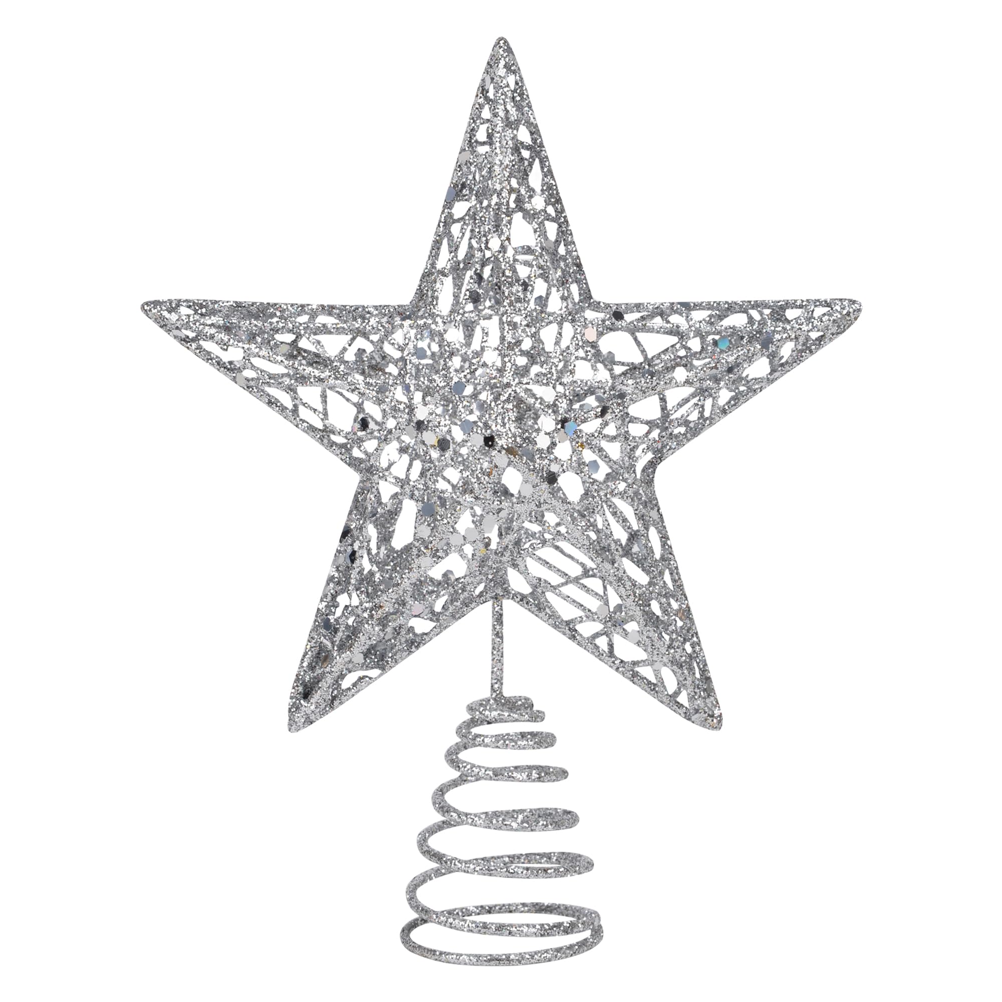 KEYIDO Silver Star Tree Topper Christmas Star for Christmas Tree 20cm Metal Stars for Top of Xmas Decorations Ideas Lightweight Glitter