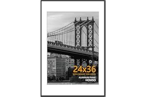 Homso 24x36 Poster Frame in Black, Metal Thin Board 24x36 Frame with Acrylic Plexiglass for Pictures 20x28 with Mat or 24x36 