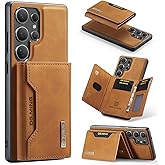 SZHAIYU M2 2 in 1 Detachable Leather Phone Cases for Samsung Galaxy S25 Ultra 5G Case Wallet with Card Holder Men 6.8'' (Brown)