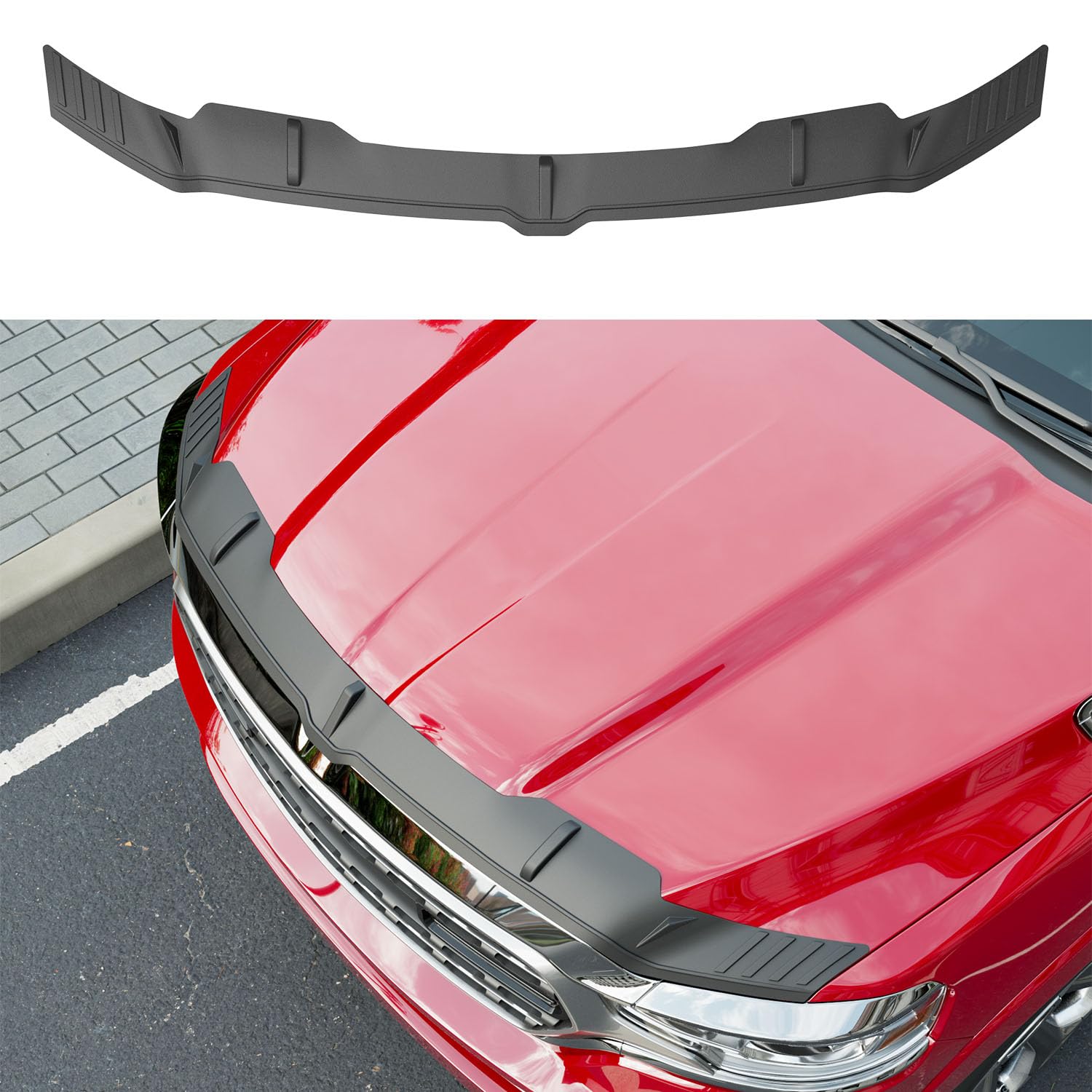 Photo 1 of CZmenghe Hood Protector Compatible with 2019-2025 Dodge RAM 1500 Deflector TPE Hood Shield Replacement for 2019-2023 2024 2025 Dodge RAM 1500 Accessories