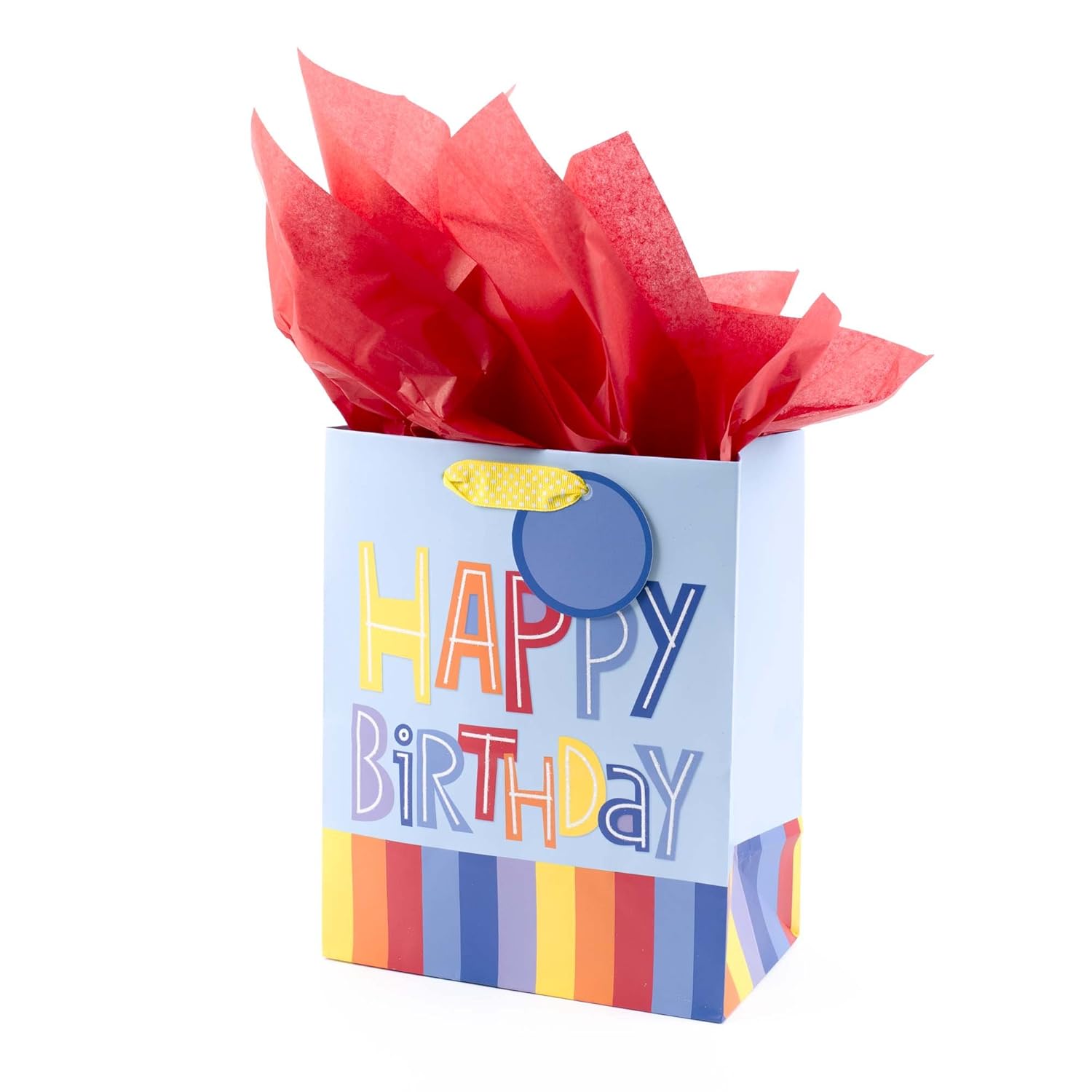 Hallmark Medium Gift Bag with Tissue Paper (Happy Birthday, Rainbow Stripes)