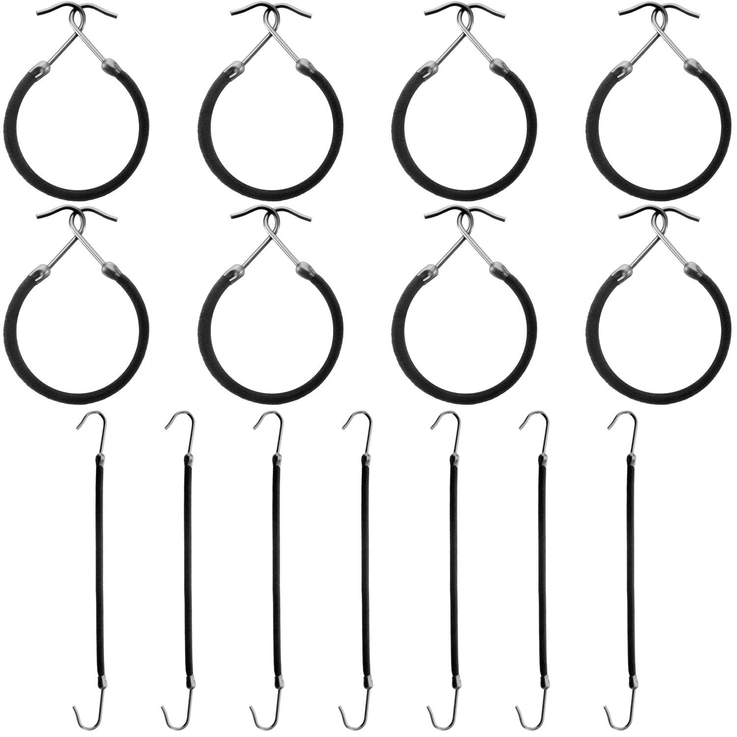 Chuangdi 15 Pieces Ponytails Hooks Elastic Band Hair Hook Ponytail Holder with Hooks Elastic Styling Rubber Bands for Women Hair Styling(Black)