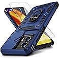 Weycolor for Moto G Stylus 5G 2024 Case with Camera Lens Cover, HD Screen Protector, 10 FT Military Grade Drop Protection, Magnetic Ring Holder Kickstand Protective Phone Case, Navy Blue
