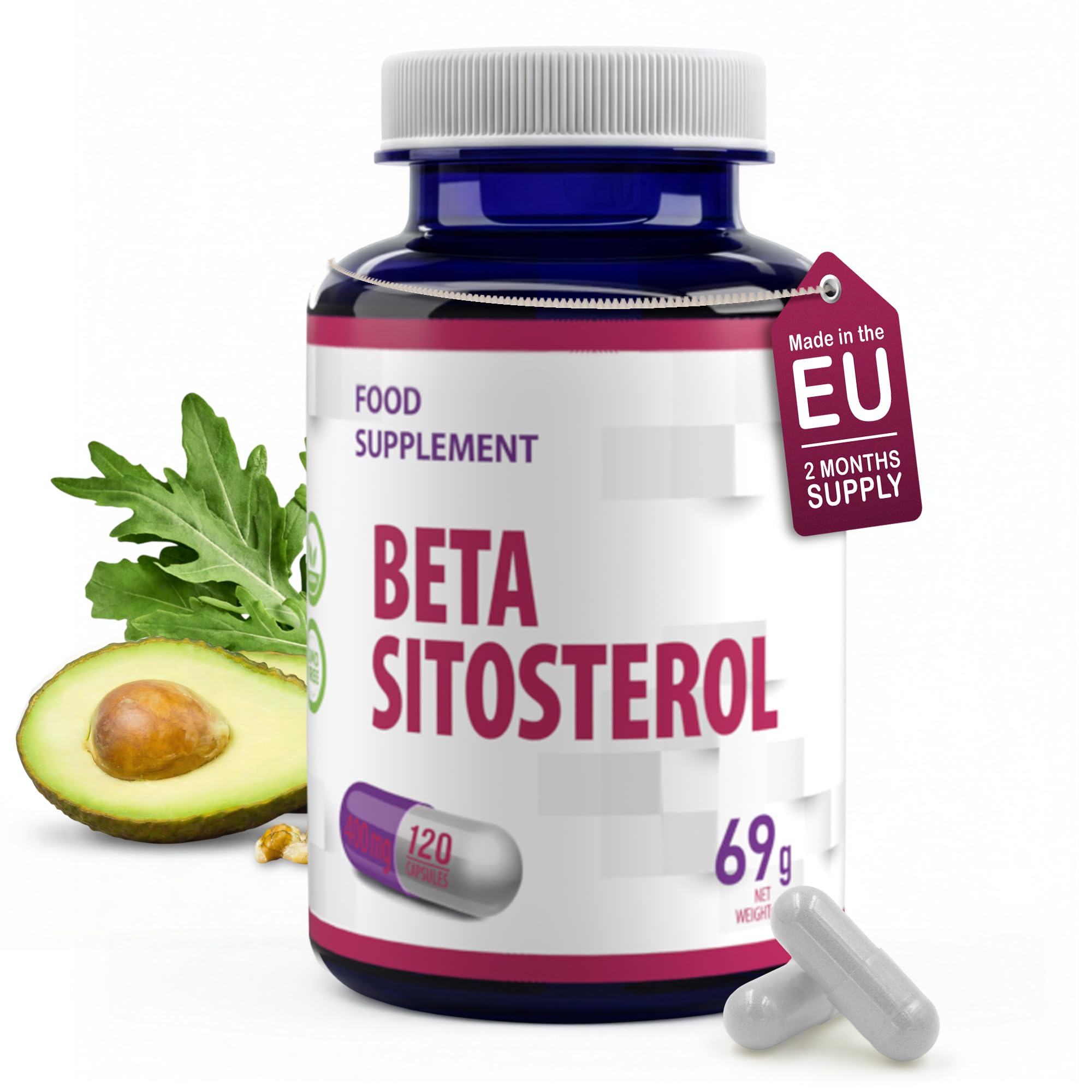 Hepatica Beta Sitosterol 400mg | 120 Vegan Capsules | High Strength Prostate, Heart & Cholesterol Support | 3rd Party Lab Tested | Gluten & GMO Free