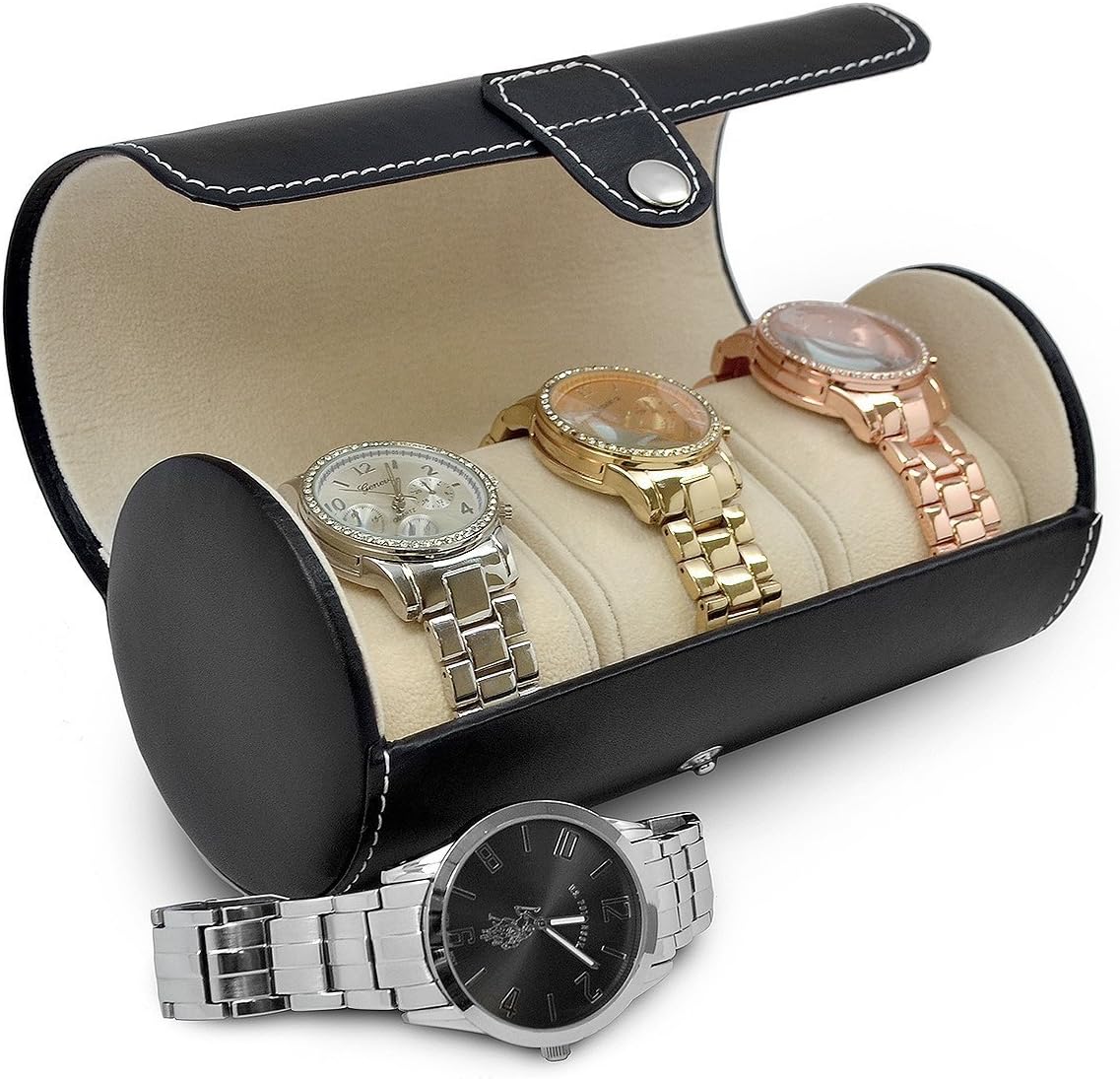 Arolly Roll Traveler's Watch Storage Organizer for 3 Watch and/or Bracelets