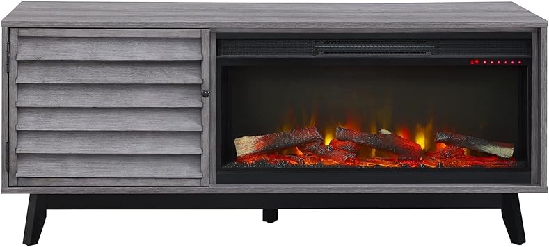 Ameriwood Home Vaughn Electric Fireplace Tv Stand Gray Oak Beds Frames Bases Home Kitchen Rayvoltbike Com