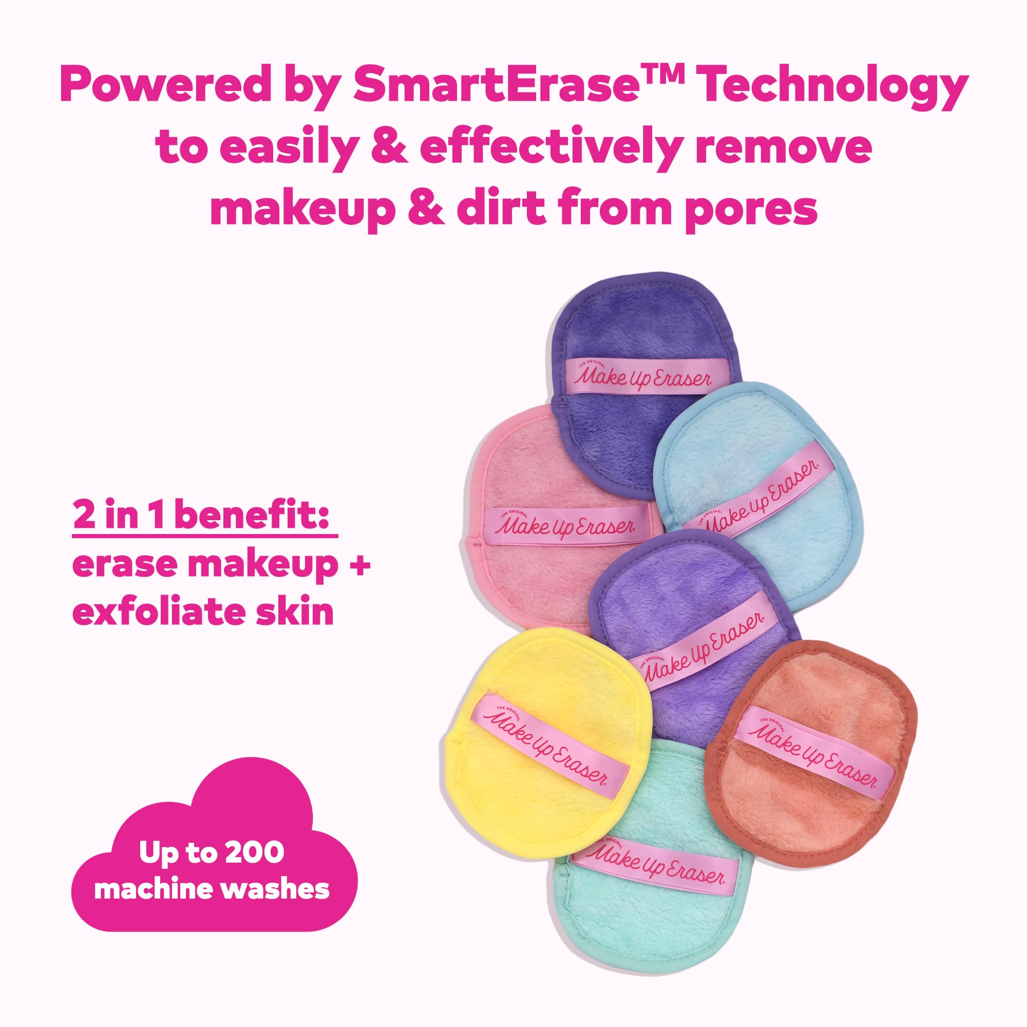 The Original MakeUp Eraser, 7-Day Set, Erase All Makeup with Just Water, Including Waterproof Mascara, Eyeliner, Foundation, Lipstick, Sunscreen, and More! 7ct