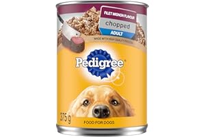 PEDIGREE CHOPPED Ground Adult Soft Wet Dog Food – Filet Mignon Beef Flavour – With Beef - 12x 375g (13 oz) Cans