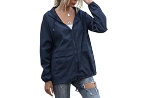 JMinger Women's Raincoats Lightweight Waterproof Windproof Adjustable Windbreaker Rain Jackets Hooded with Pockets S-XXL