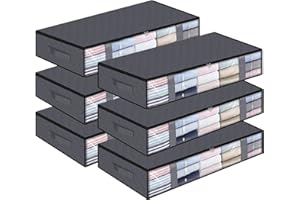 StorageRight Storage Bags, Clothes Storage, Under bed Storage Containers, Large Capacity Storage Bins, Foldable Storage Organizers For Clothes and Bedding - 75L/6 Pack/Grey