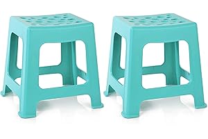 Mintra Home Light Duty Plastic Stools 2pk (12.5in Height, Teal)