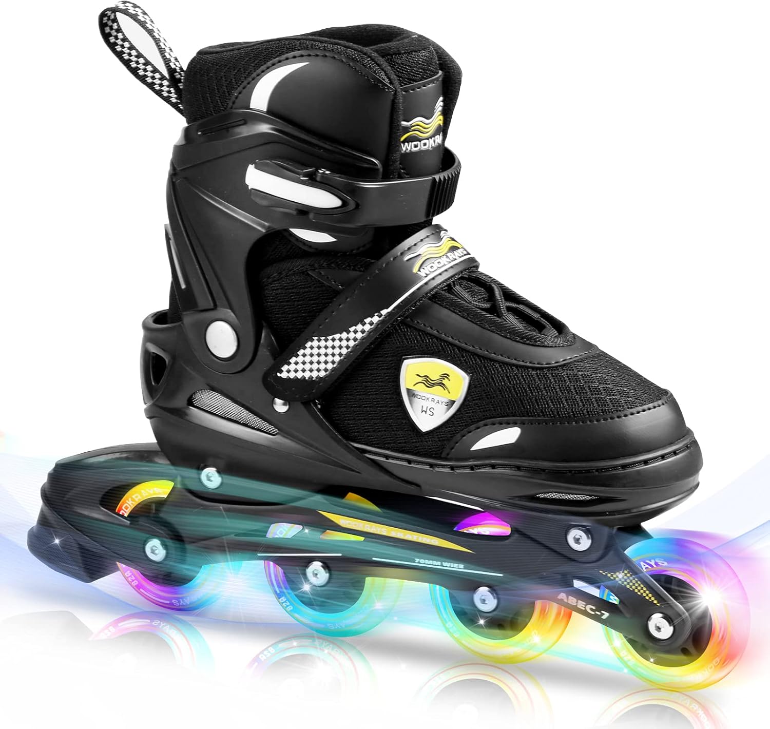 WOOKRAYS Adjustable Kids Inline Skates with Light up Wheels, Fun Flashing Beginner Illuminating Roller Skates for Kids Boys and Girls : Sports & Outdoors