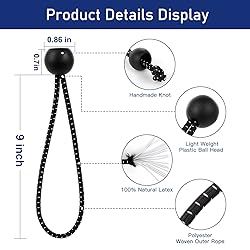 9 Inch Ball Bungee Cords, 50 pcs Bungie Cord Balls
