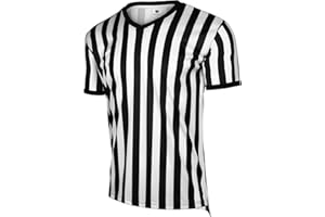 FitsT4 Sports Men's Official Black & White Stripe Referee Shirt Umpire Jerseys Pro Ref Uniform for Basketball & Football