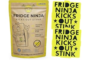 ELLIS HARPER Fridge Ninja Compact Fridge Deodorizer (2 Pack) - More Effective Than Baking Soda - Compact Size Refrigerator Deodorizer Made of Activated Carbon