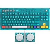 8Bitdo 87 Keys Retro Mechanical Keyboard for PC and Android - Clear Blue | Bluetooth/2.4G/USB-C, Linear Switches, RGB Backlight, Hot Swappable, Dual Super Programmable Buttons, Volume Knob