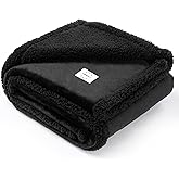 Maidewow Waterproof Dog Blanket Reversible Pet Bed Cover Puppy Blankets Leakproof Sofa Couch Washable Cover Cat Fluffy Black Pet Blanket for Warm-S