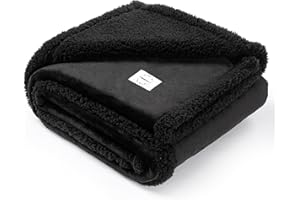 Maidewow Waterproof Dog Blanket Reversible Pet Bed Cover Puppy Blankets Leakproof Sofa Couch Washable Cover Cat Fluffy Black Pet Blanket for Warm-S