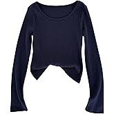 SOLY HUX Girl's Crew Neck Long Sleeve T Shirts Ribbed Knit Fitted Tee Tops Fall Clothes