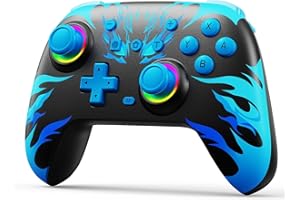 Reddening Controller for Switch, Wireless Switch Controllers with LED Joystick/Motion Control/Vibration/Turbo, Switch Pro Controller for Switch/Lite/OLED (Blue)