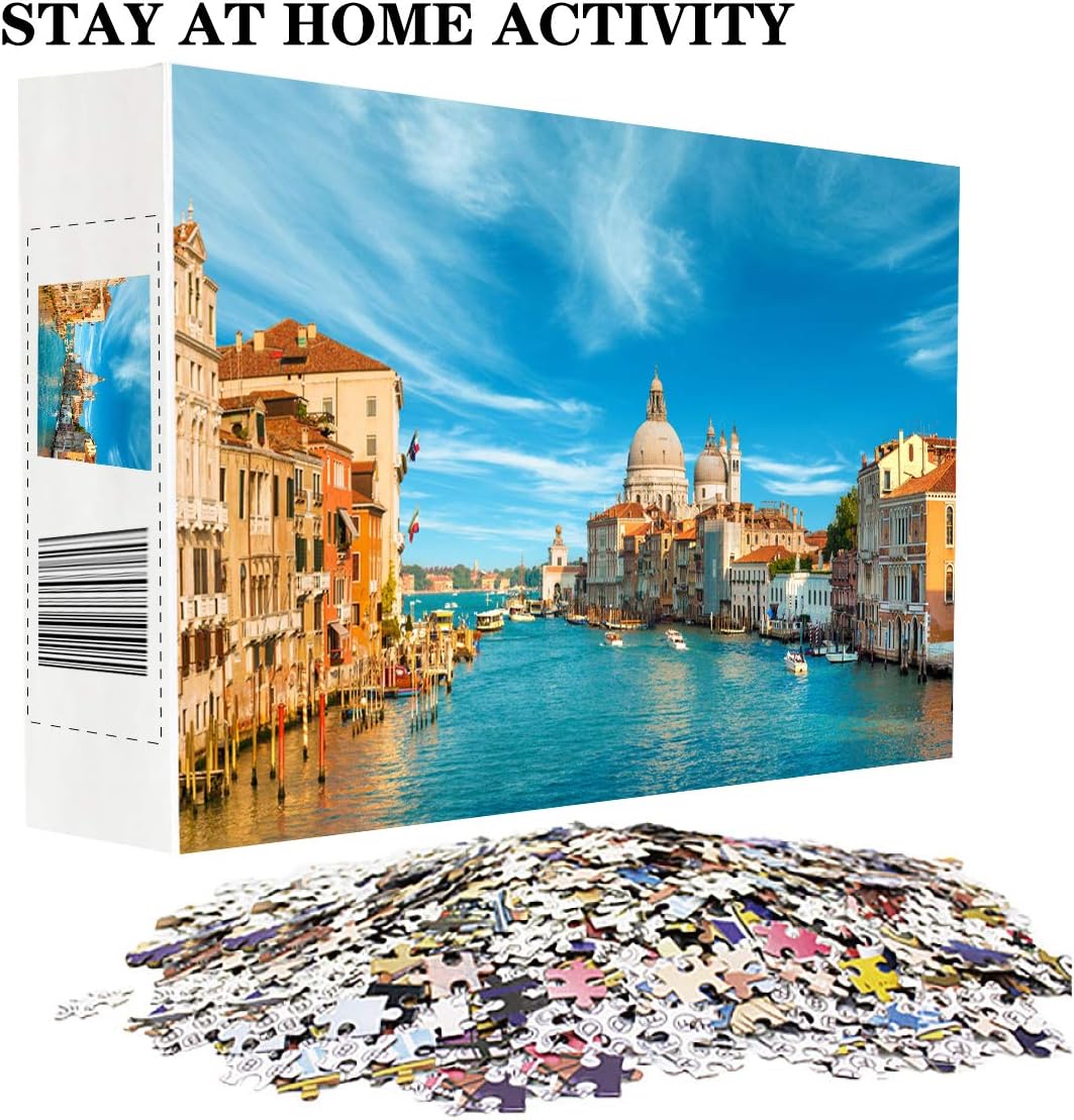 Happy Storm Jigsaw Puzzles 1000 Pieces for Adults Stay at Home Activity Venice Water City Italy Landscape Large Puzzle Family Game Artwork for Kids Teens