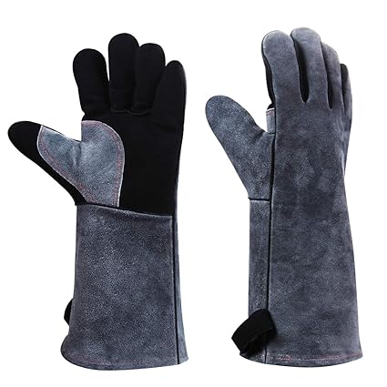 OZERO BBQ/Welding Gloves Insulated Heat Resistant Grill Gloves (1 Pair)