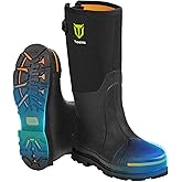 TIDEWE Rubber Work Boot for Men with Steel Toe & Shank, Waterproof Anti Slip Hunting Boot, 6mm Neoprene Hunting Boot for Manufacturing, Construction, Farming, Black,Brown, Size 7-13