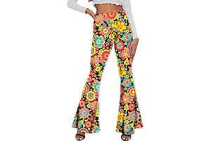 Deerose Women's High Waist Stretch Bell Bottom Slim-Fit Flare Leg Hippie Pants