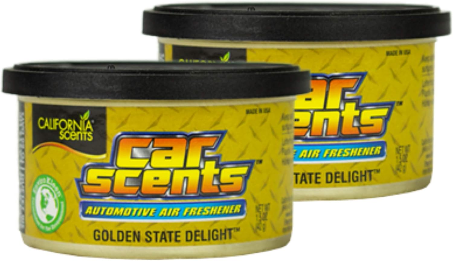 2 x California Scents Car Scents Golden State Delight Air Freshener Car Fragrance 7022, Yellow, 84 g (Pack of 1)