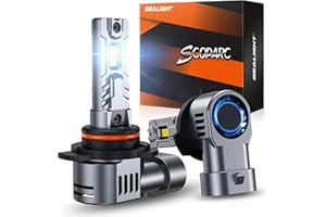 SEALIGHT Upgraded 9012/HIR2 LED Headlight Bulbs, 1:1 Mini Size S2S 50000LM 900% Brightness 6500K 14000RPM Cooling Fan, Haloge