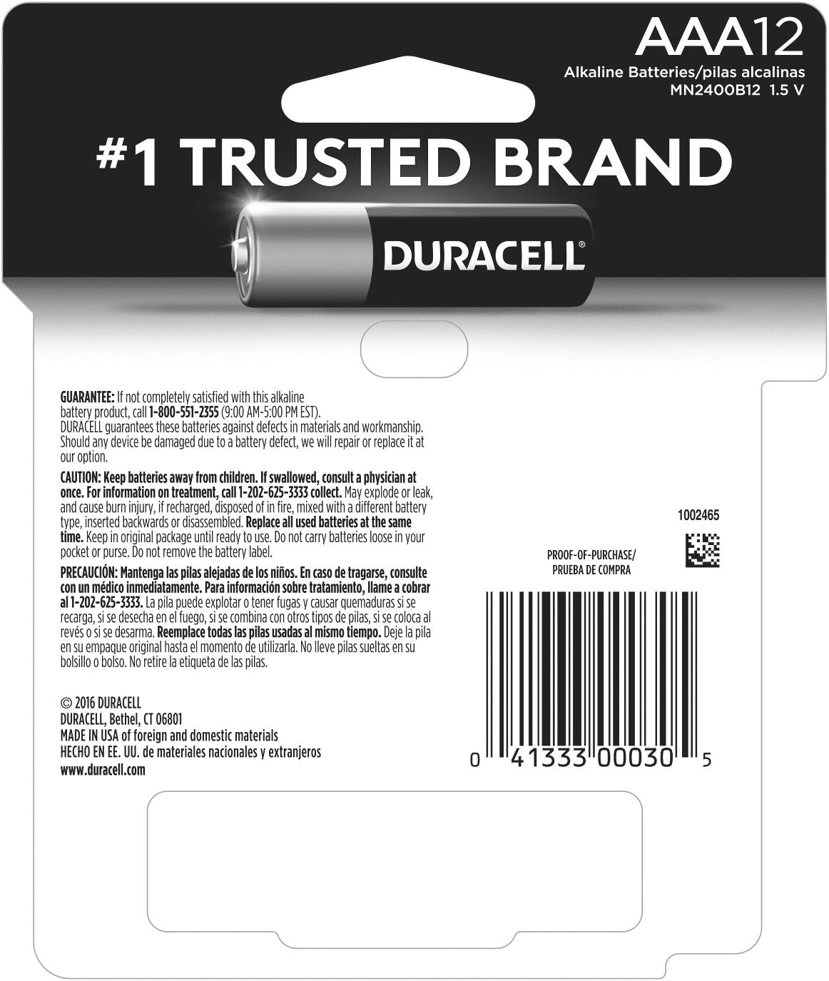 Duracell - CopperTop AAA Alkaline Batteries - long lasting, all-purpose Double A battery for household and business - 12 Count: Health & Personal Care