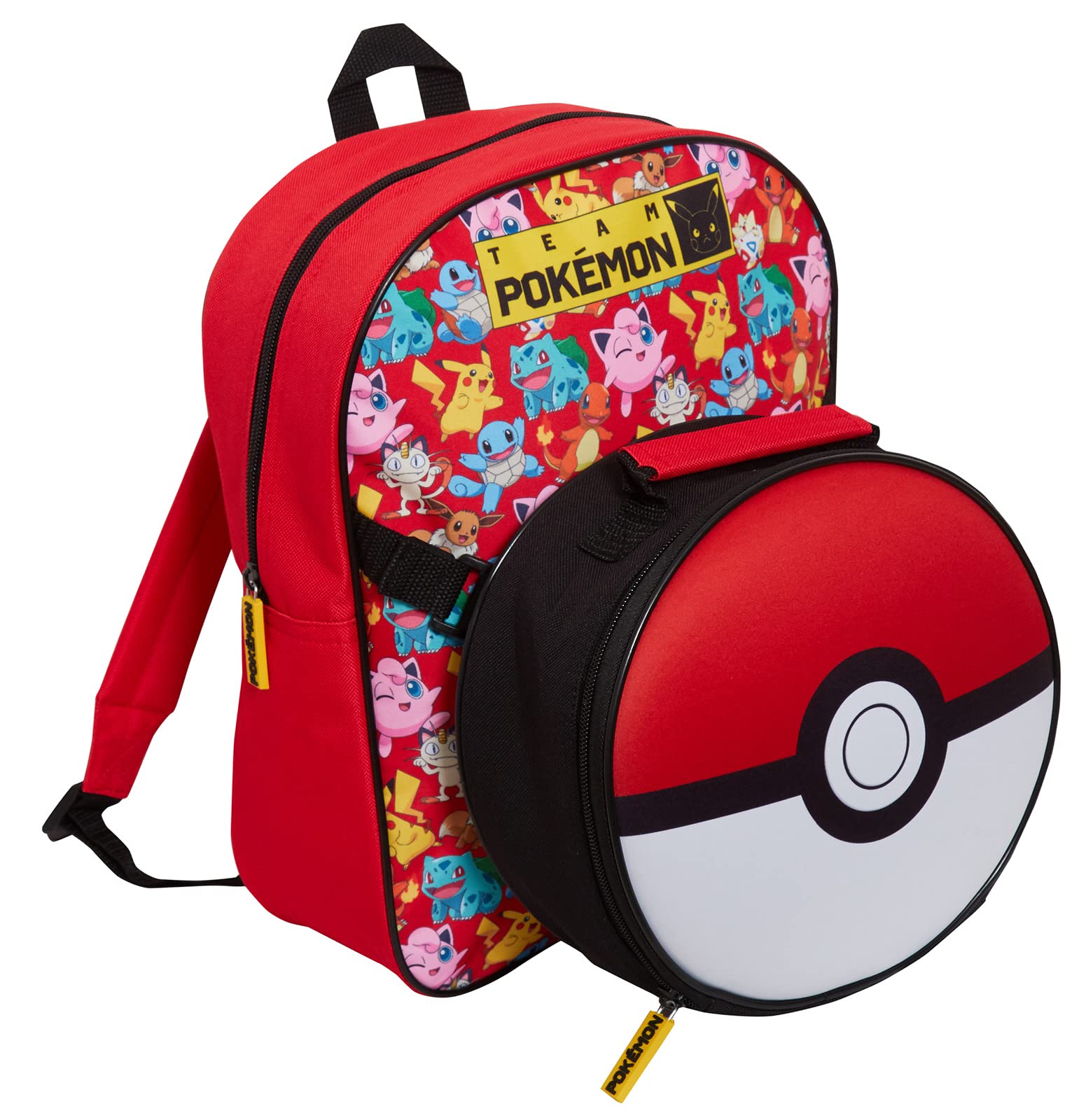 Pokemon Backpack with Poke Ball Cooler Lunch Bag for School Boys Girls Pikachu 2 Piece Set Detachable Insulated Sandwich Box for Snacks Hot or Cold