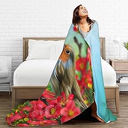 Jbofyee Spring Birds Blooming Flowers Throw