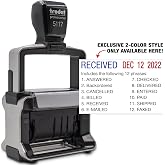 Rubber Stamp Creation - 5117 Professional 12-Message Stamp w/Dater, Self-Inking, Blue/Red 2 Color Ink