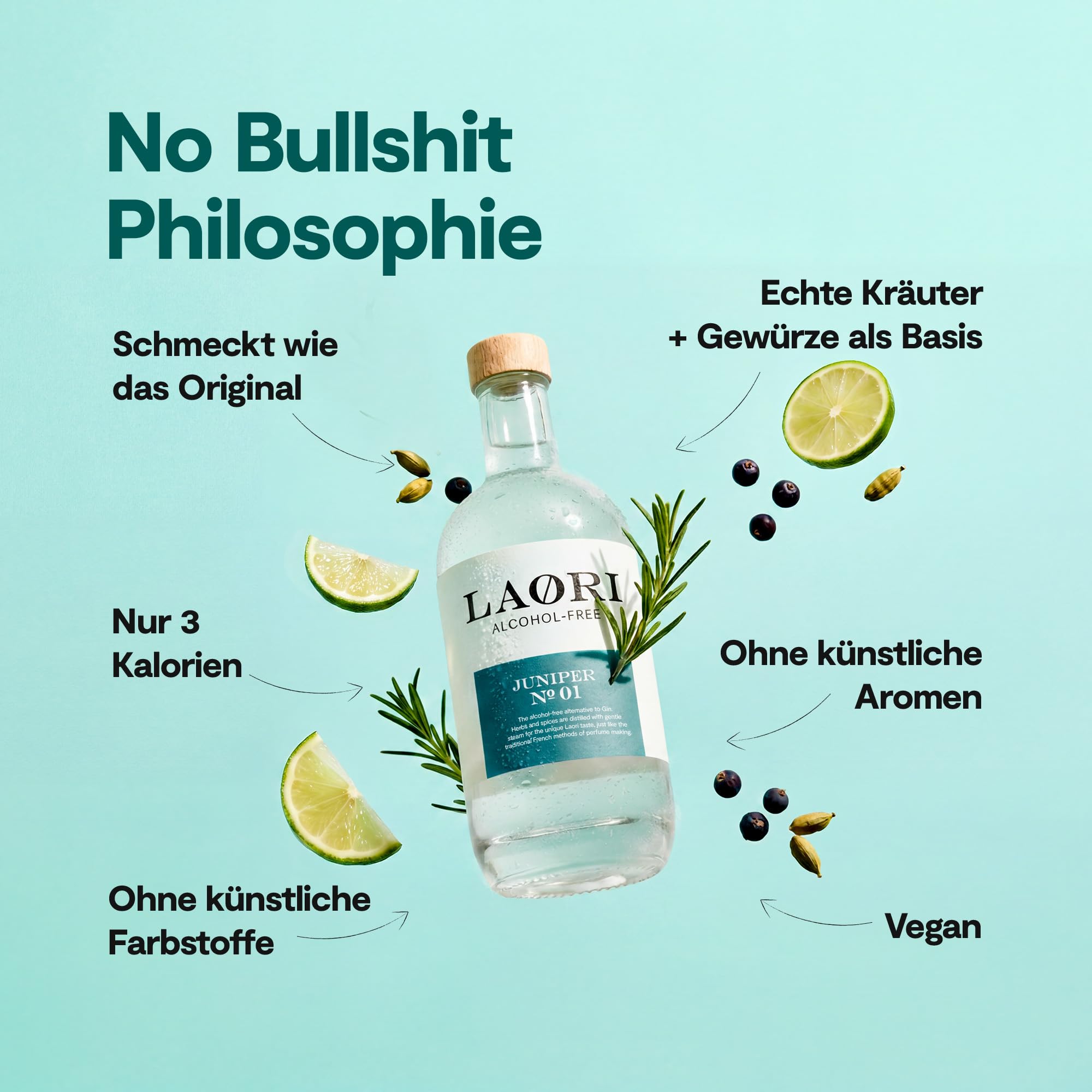 Laori Juniper No 1 | Alkoholfreie Alternative zu Gin | Natürliche Botanicals | Frei von künstlichen Aromen | Vegan & Zuckerfrei | Mild-würzige Frische | 500 ml 6