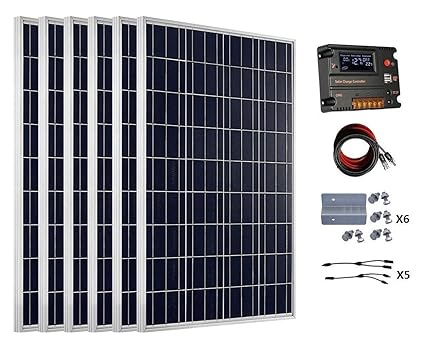 Eco Worthy 600 Watts 6pcs 100 Watt Solar Panel Kit With 20a Lcd Charge Controller For 24 Volt Battery System