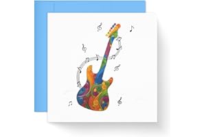 TUMYBee Electric Guitar Greeting Card, Quilling Card with Music Note Shaped, 3D Quilled Card for Birthday, Congratulation, Thank You, Fathers Day, Design Gift for Love Friend Mom with Envelop (Music)