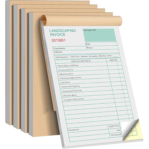 Professional Garden Service Invoice Book 50 Sets Includes Copy Invoice 100 Pages Total, White And Yellow - View #9