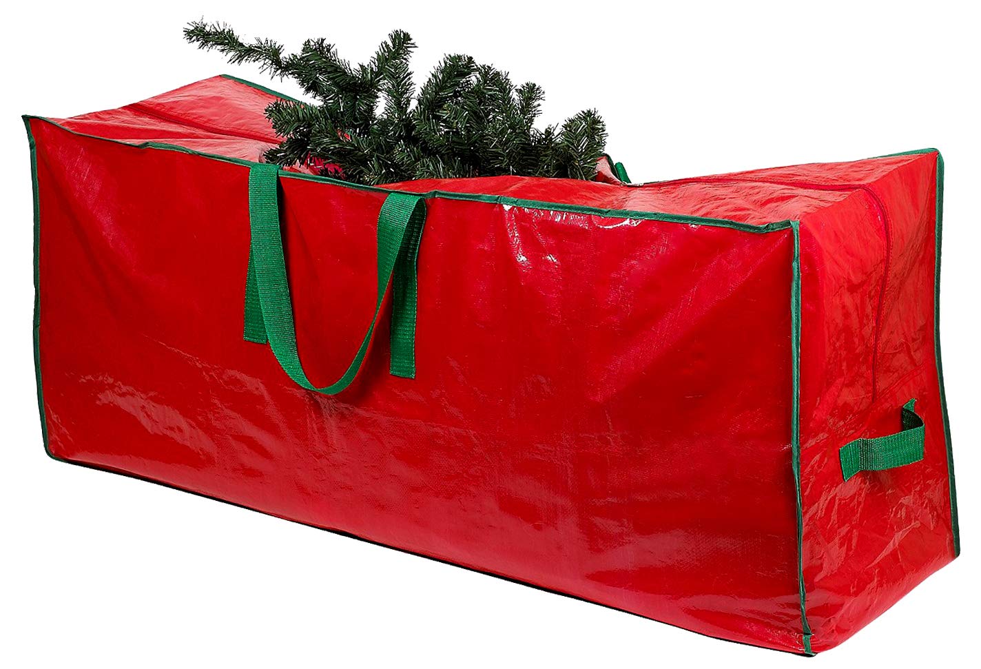 Christmas Tree Storage Bag - Stores a 7.5 Foot Artificial Xmas Holiday Tree. Durable Waterproof Material to Protect Against Dust, Insects, and Moisture. Zippered Bag with Carry Handles. (Red)